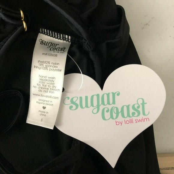 Sugar Coast by Lolli Swim One Piece Swimsuit Ruffle Stretch Black Size S - Picture 3 of 3